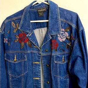 Carole Little 100% Cotton Embroidered with beads Jean Jacket